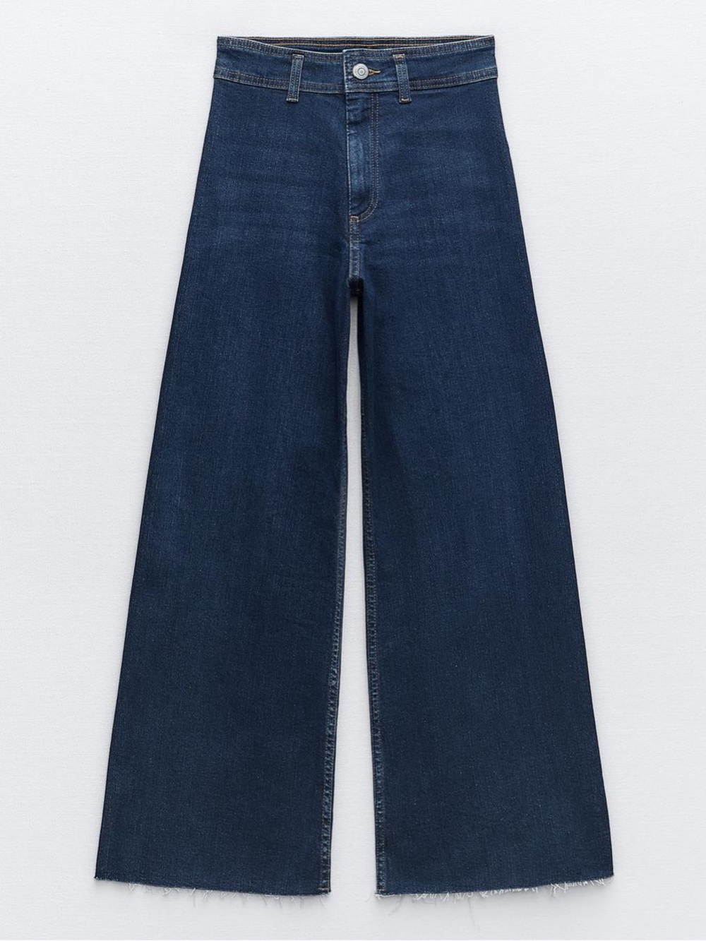 Zara Marine High Rise Wide Leg Jeans in Dark Blue